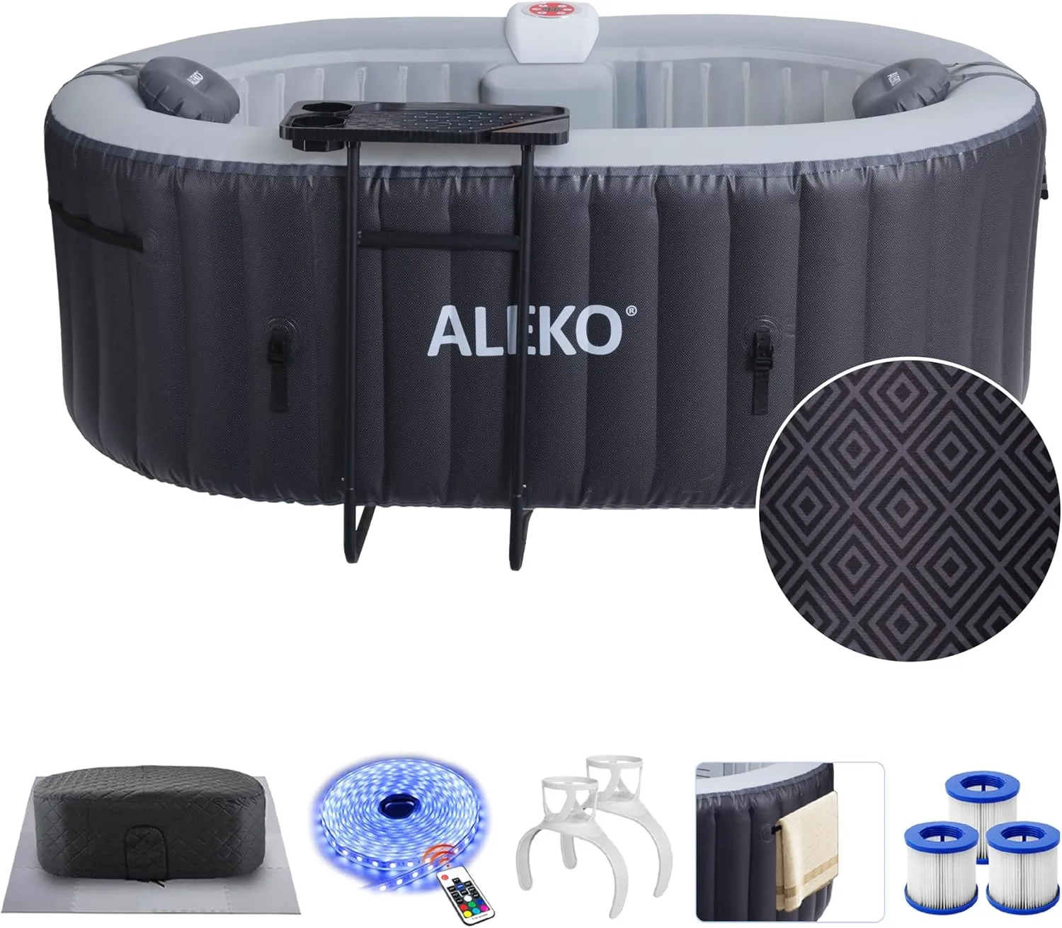 ALEKO Diamond 2-Person Inflatable Jetted Hot Tub