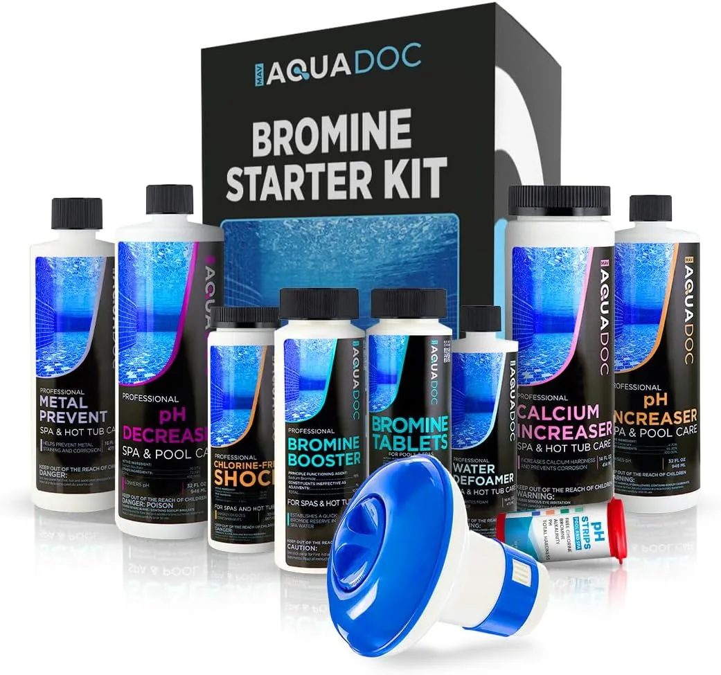 Aquadoc Bromine Hot Tub Starter Kit for Spas, Complete Spa Maintenance Kit with Bromine Tablets & Complete Hot Tub Chemicals Starter Kit (Bromine Hot Tub Starter Kit)