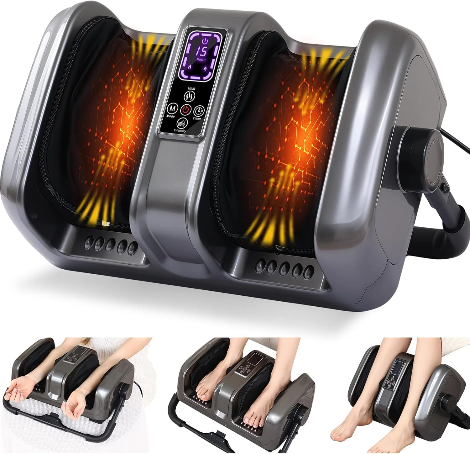 Foot Massager, Deep Shiatsu Massage, Kneading and Rolling Foot, Calf and Arms, Relieves Muscle Tension, Helps to Comfort and Relax, Suitable for Home or Office Use