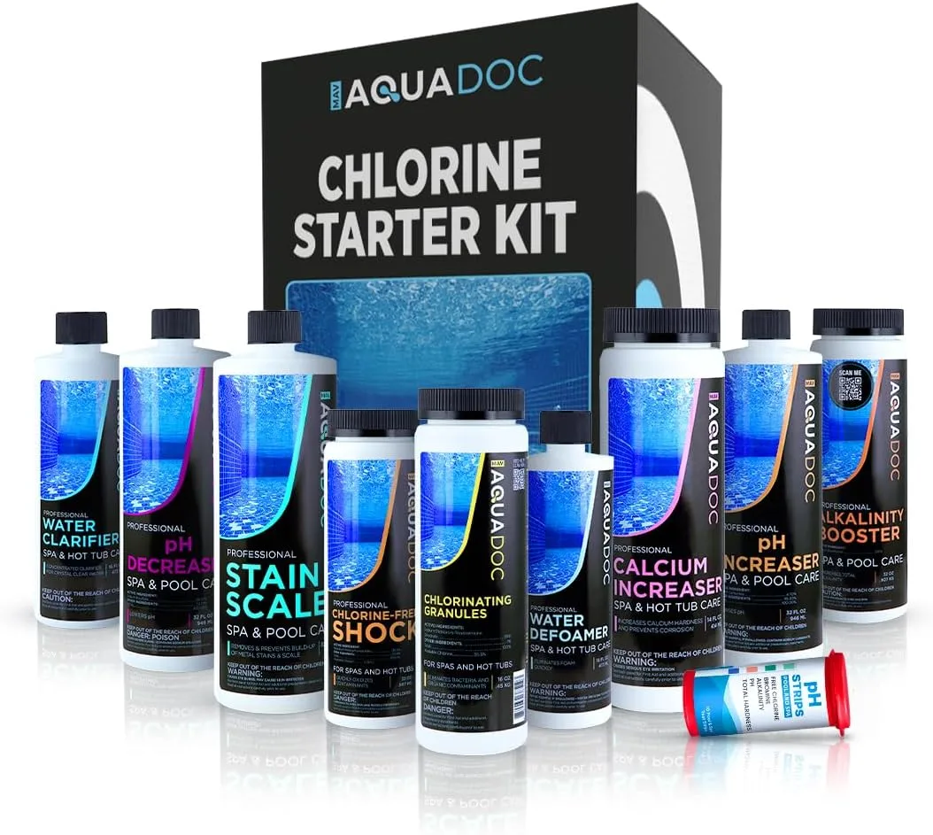 Hot Tub Chemicals Starter Kit - Chlorine Spa Starter Kit Chemicals for Hot Tub - Convenient Hot Tub Starter Kit & ph Control Kit - Effective Chlorine pH Balancer & Inflatable Hot Tub Chemical Kit