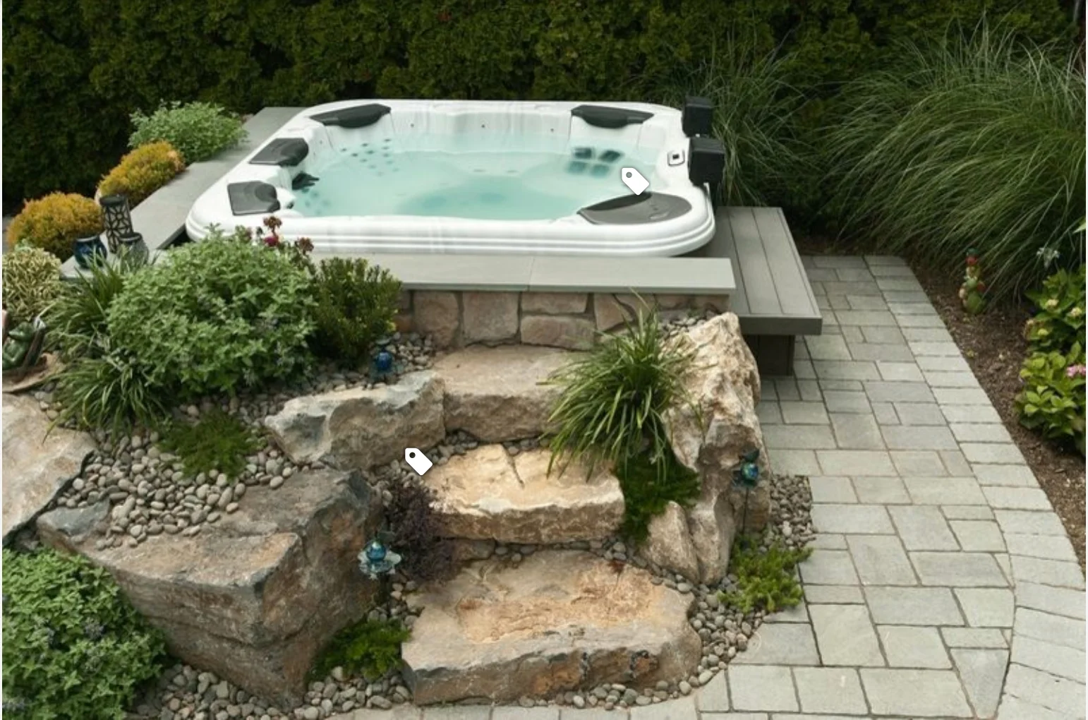 Flagstone Patio Hot Tub Deck