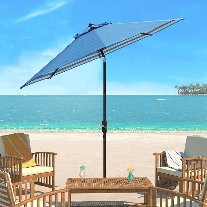 SAFAVIEH Outdoor Athens 11-Foot Round Crank UV Protected Umbrella SAFAVIEH Outdoor Athens 11-Foot Round Crank UV Protected Umbrella