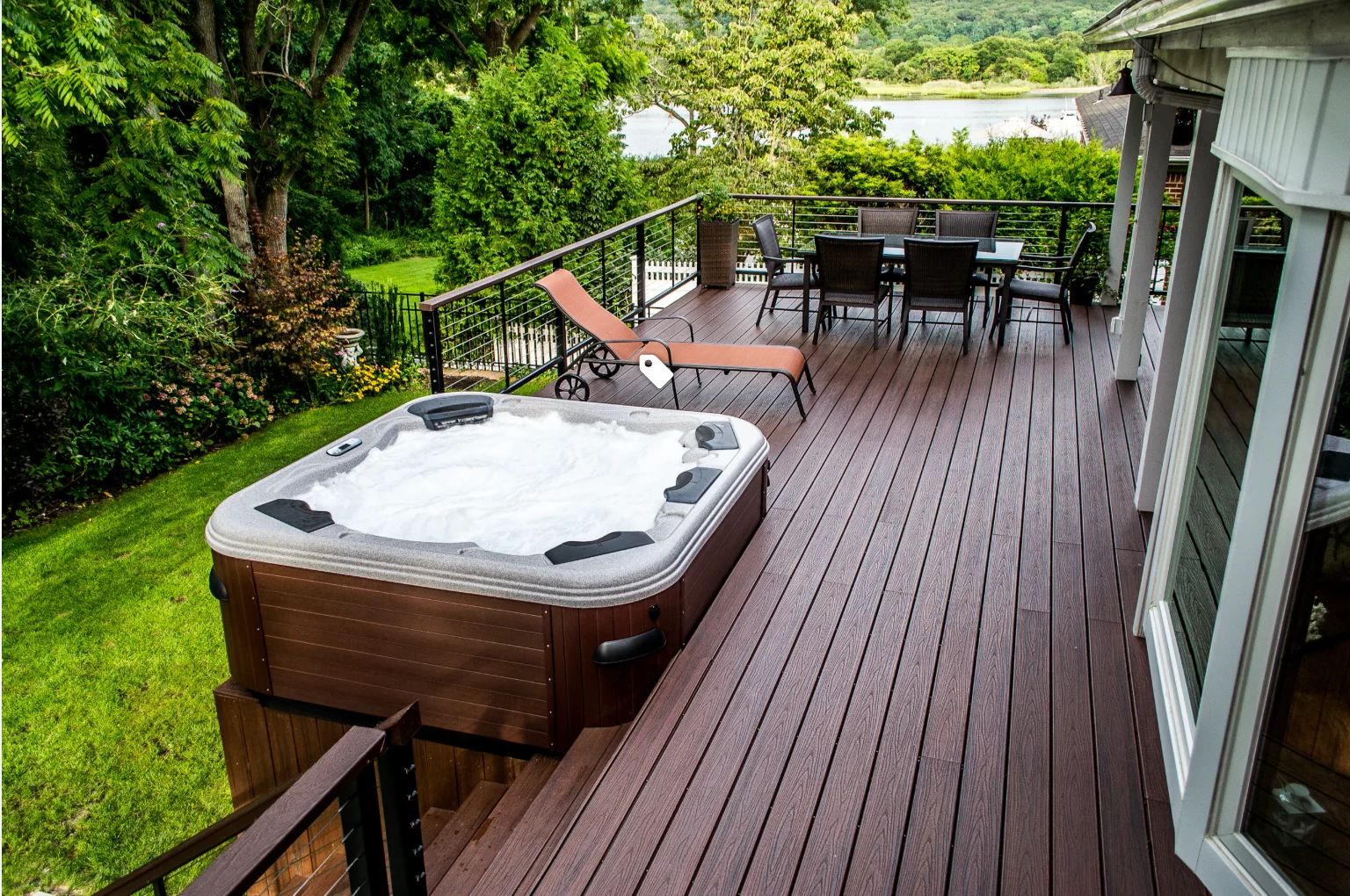 Sprawling Deck With Corner Hot Tub