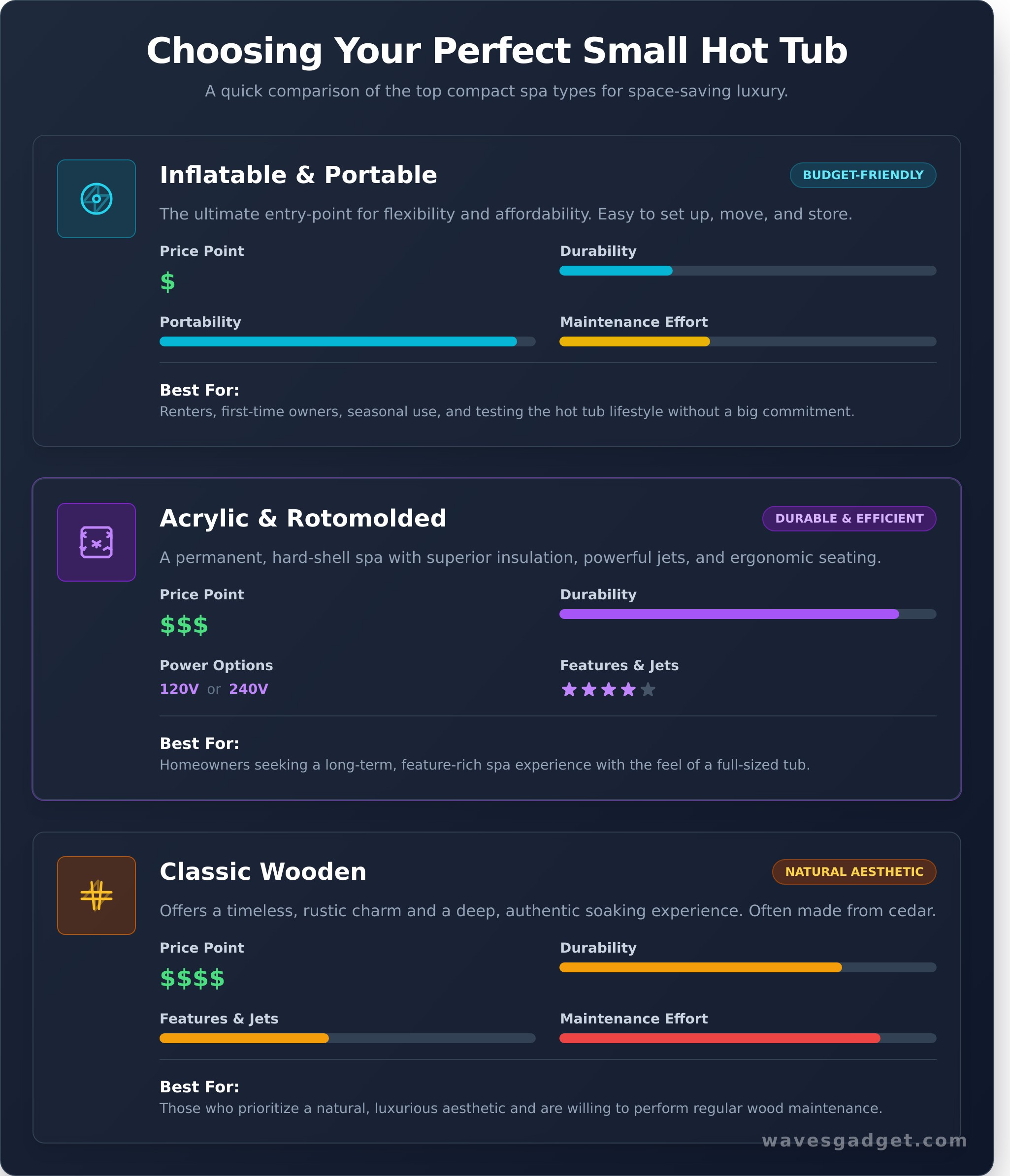 Small Hot Tubs: The Ultimate Guide for Patios, Balconies & Tight Spaces - Infographic